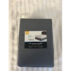 Mainstays Grey Brushed Microfiber Adjustable Full Queen Bedskirt 14 Inch Drop